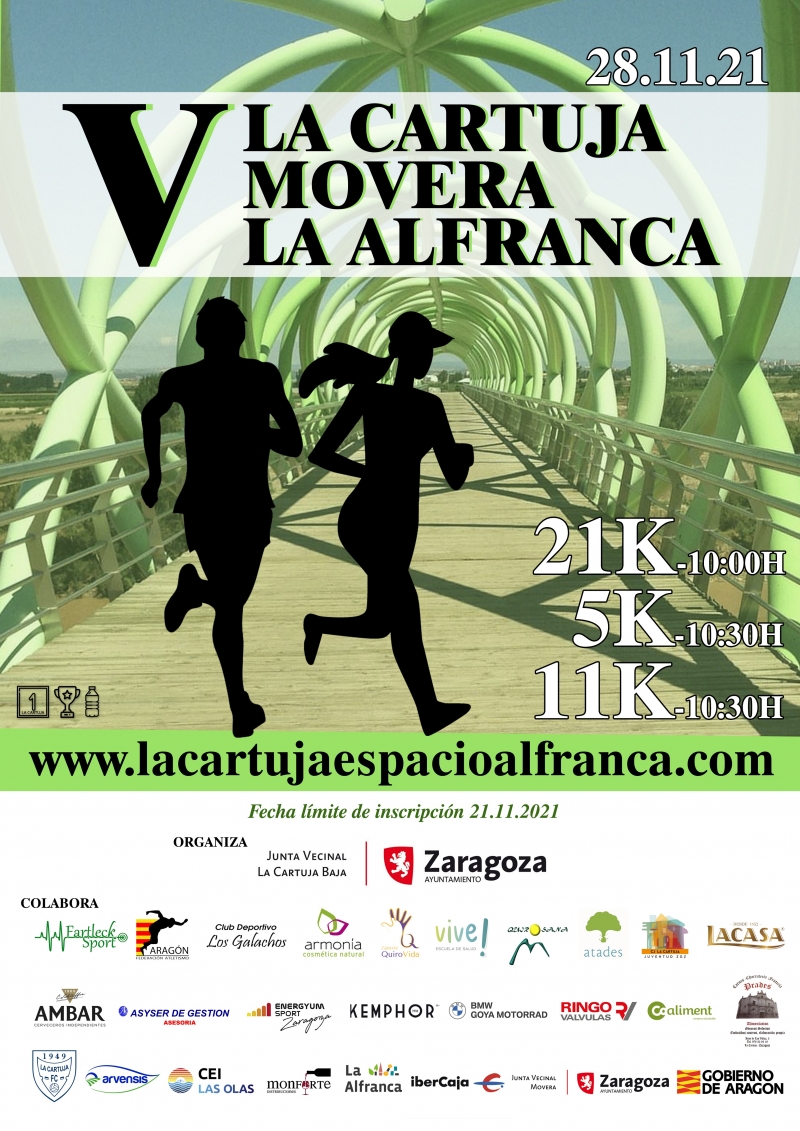 V CARRERA LA CARTUJA MOVERA LA ALFRANCA 5K 11K 21K 2021 - Inscríbete