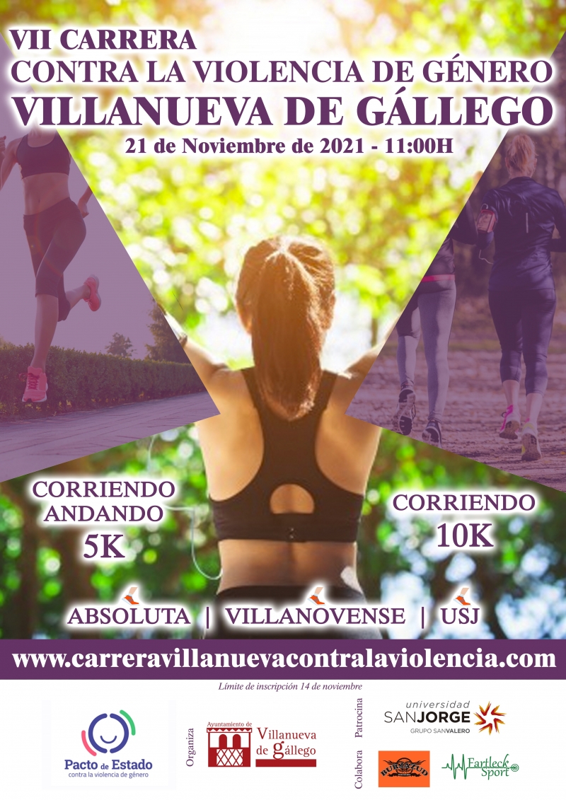 VII CARRERA CONTRA LA VIOLENCIA DE GÉNERO VILLANUEVA DE GÁLLEGO 2021  - Inscríbete