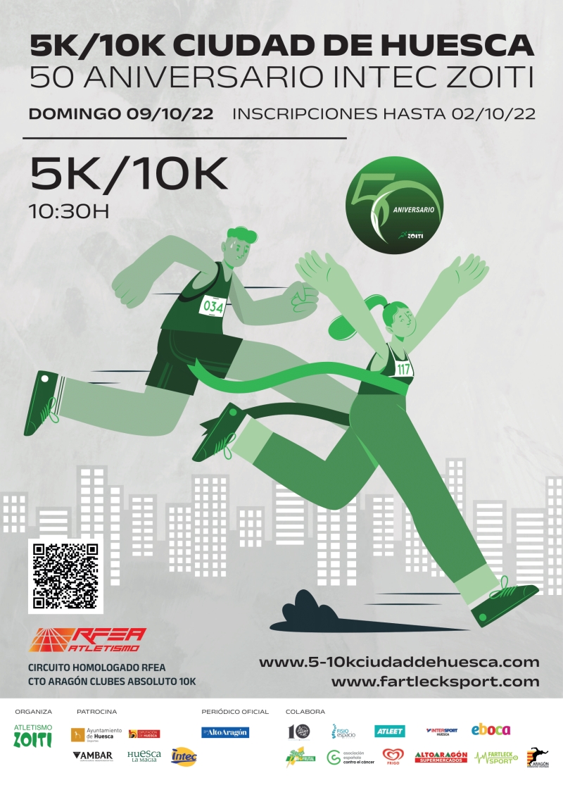5K 10K CIUDAD DE HUESCA. 50º ANIVERSARIO INTEZ ZOITI 2022 - Inscriu-te