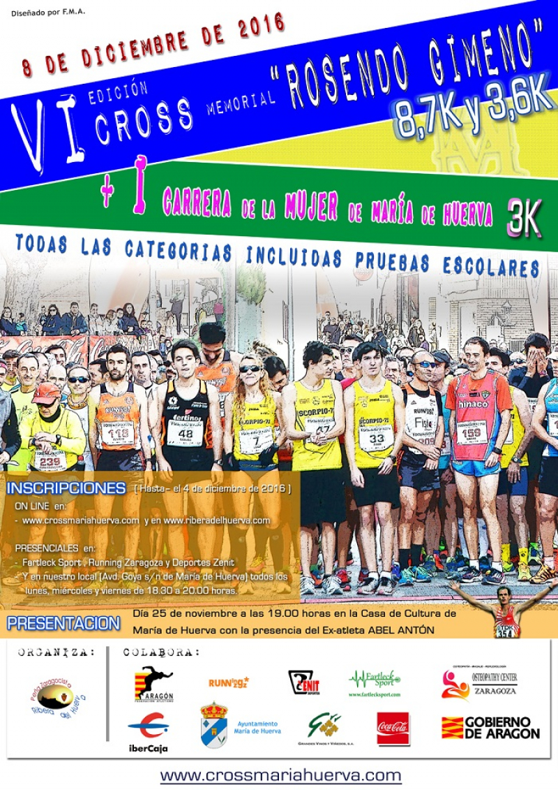 VI CROSS MEMORIAL ROSENDO GIMENO. I CARRERA MUJER MARIA HUERVA - Inscríbete