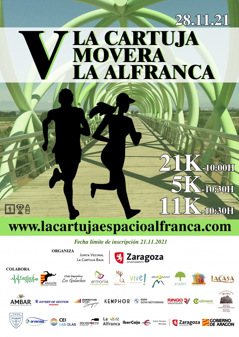 V CARRERA LA CARTUJA MOVERA LA ALFRANCA 5K 11K 21K 2021 - Inscríbete V CARRERA LA CARTUJA MOVERA LA ALFRANCA 5K 11K 21K 2021 - Inscríbete
