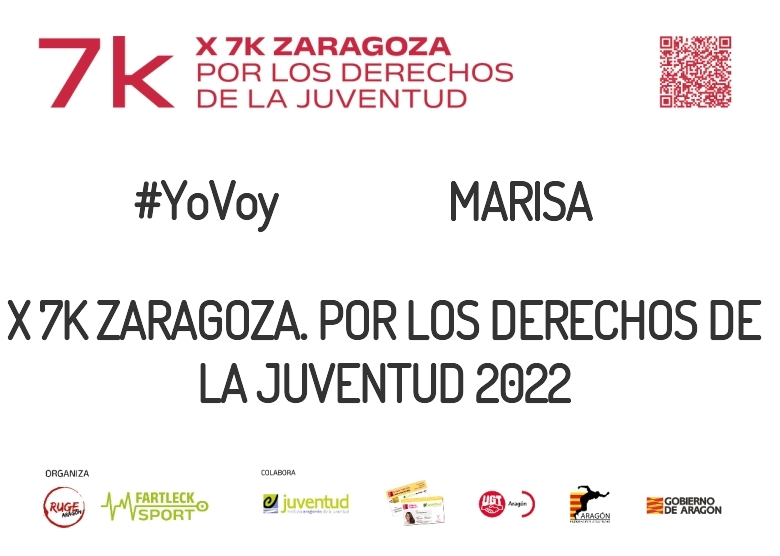 #Ni banoa - MARISA (X 7K ZARAGOZA. POR LOS DERECHOS DE LA JUVENTUD 2022)