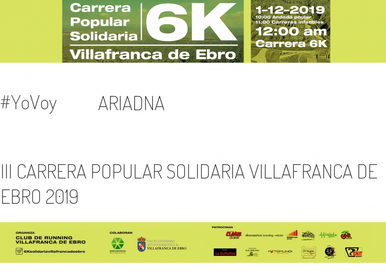 #EuVou - ARIADNA (III CARRERA POPULAR SOLIDARIA VILLAFRANCA DE EBRO 2019)