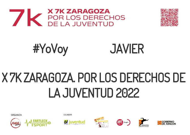 #EuVou - JAVIER (X 7K ZARAGOZA. POR LOS DERECHOS DE LA JUVENTUD 2022)