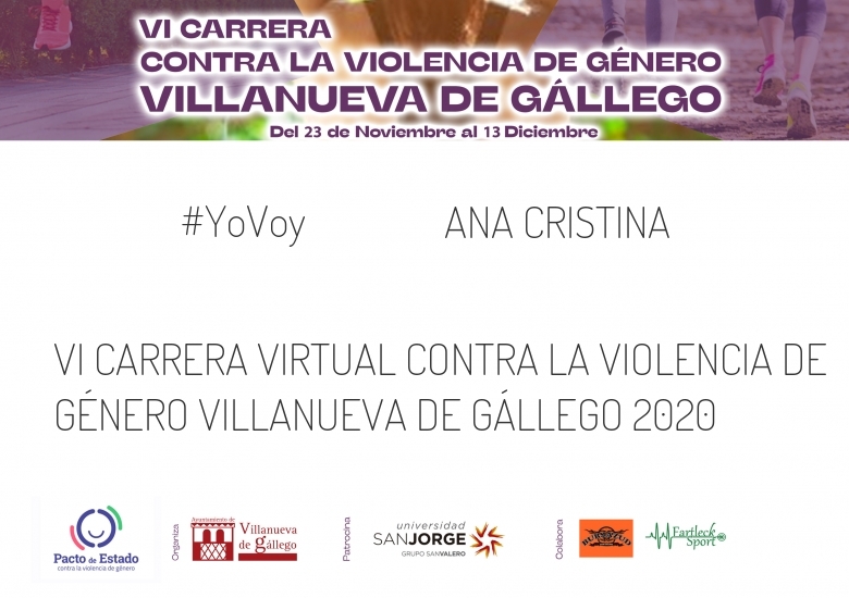 #ImGoing - ANA CRISTINA (VI CARRERA VIRTUAL CONTRA LA VIOLENCIA DE GÉNERO VILLANUEVA DE GÁLLEGO 2020)