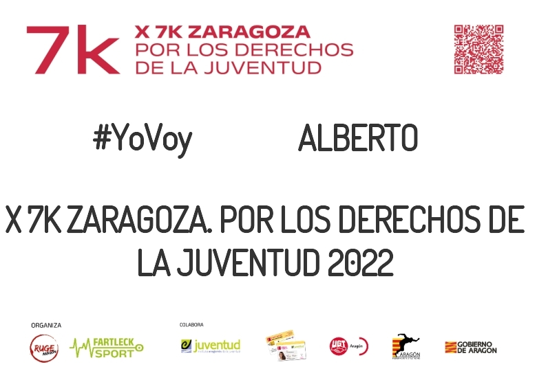 #YoVoy - ALBERTO (X 7K ZARAGOZA. POR LOS DERECHOS DE LA JUVENTUD 2022)