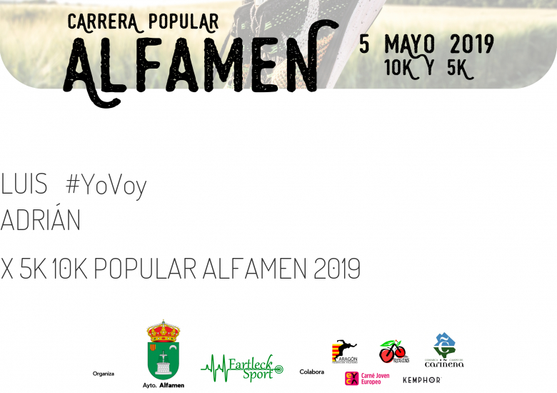 #YoVoy - LUIS ADRIÁN (X 5K 10K POPULAR ALFAMEN 2019)